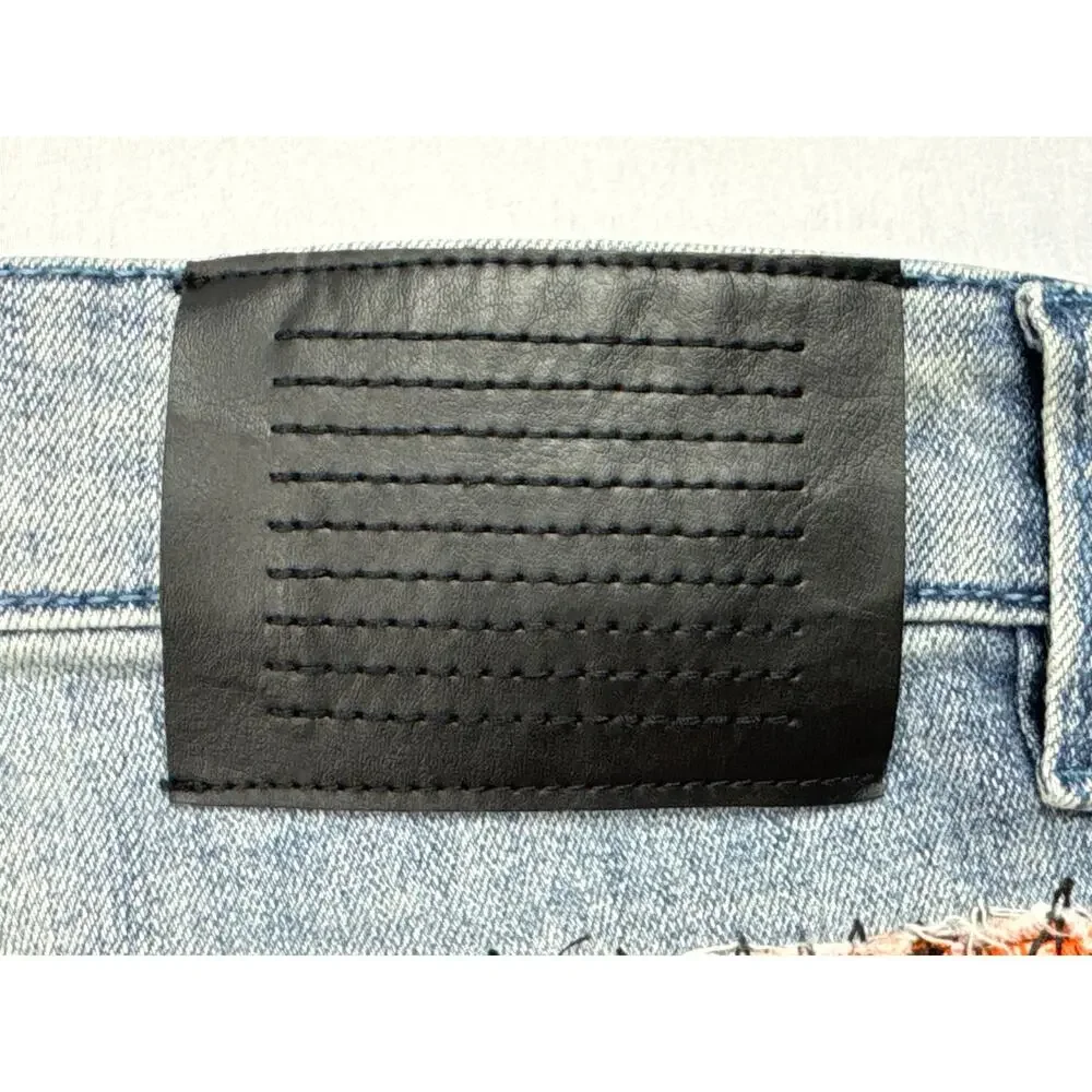 Serenede‎ Men's Patchwork Skinny Blue Denim Jeans - Size 28 (27x32)